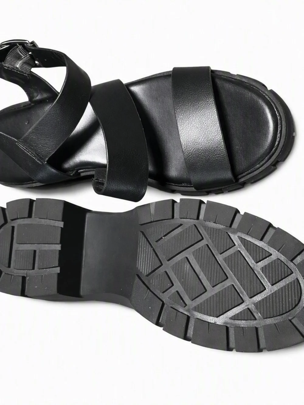 Madden Girl Black Platform Lug Sandals